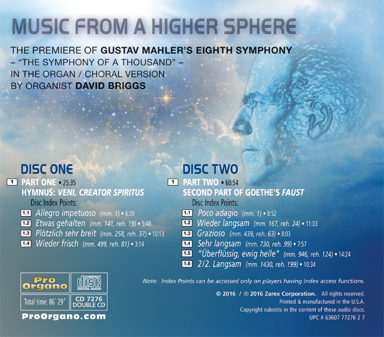 Music From a Higher Sphere (Double Audio CD) Mahler Symphony 8 in