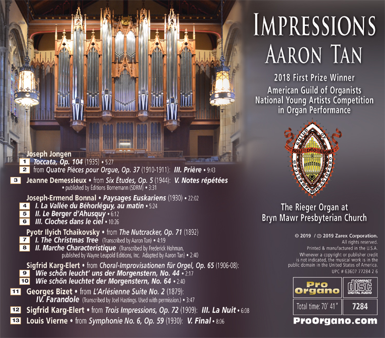 Impressions (Compact Disc) Aaron Tan - Pro Organo